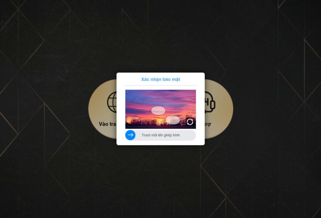 3 Hoàn tất xác minh bảo mật bằng cách kéo thanh trượt để khớp hình, chứng minh không phải robot trên website chính thức Kubet không bị chặn tại Việt Nam, được chứng nhận bởi PAGCOR